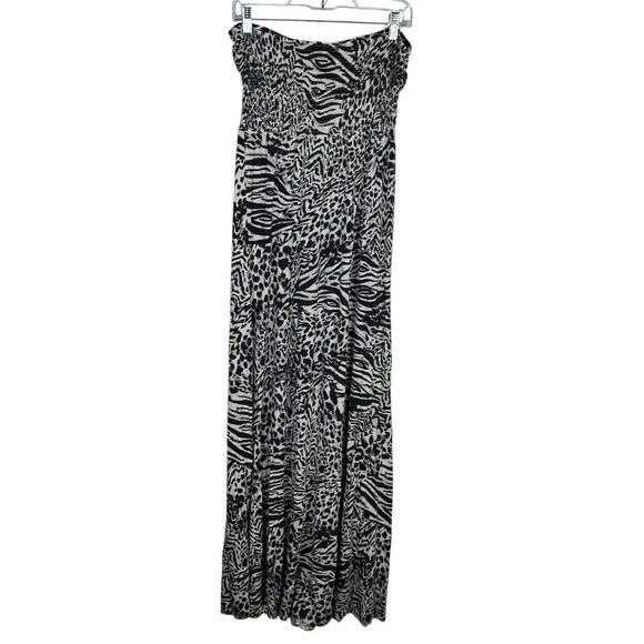 Guess Strapless Zebra Leopard Print Black White Maxi Dress Y2K-Women’s Size M - Picture 2 of 6